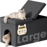 3-in-1 Cat Litter Box Enclosure Furniture, Dark Grey