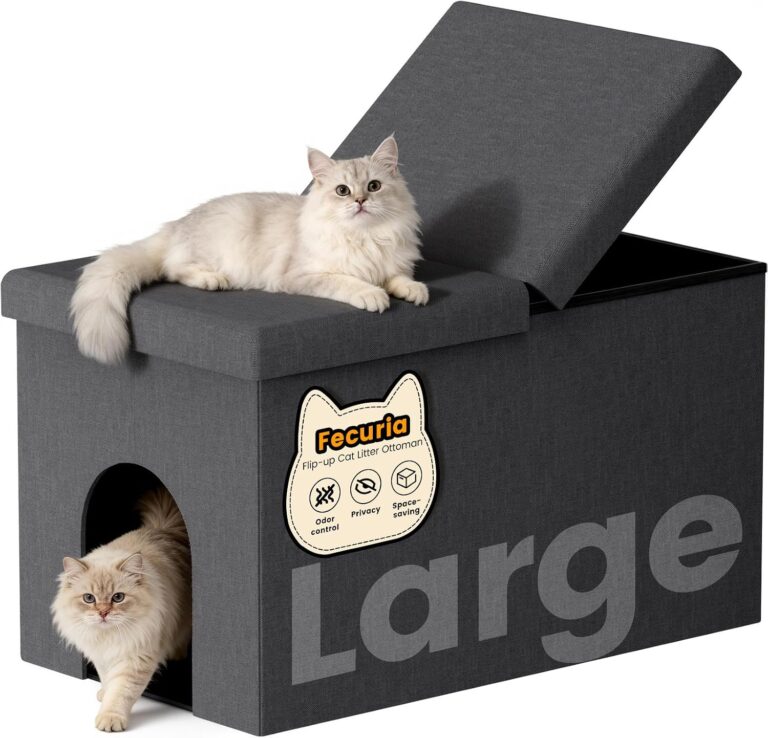 Hidden Litter Box Ottoman Enclosure (Dark Grey)