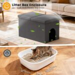 3-in-1 Cat Litter Box Enclosure Furniture, Dark Grey