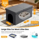 3-in-1 Cat Litter Box Enclosure Furniture, Dark Grey