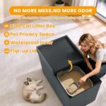 3-in-1 Cat Litter Box Enclosure Furniture, Dark Grey