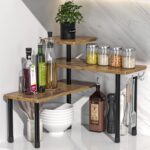3-Tier Countertop Corner Shelf for Kitchens (Rustic Brown)