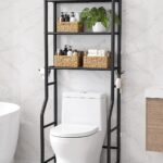 3-Tier Over Toilet Storage Cabinet, No Drilling, 64" H, Black