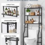 3-Tier Over Toilet Storage Cabinet, No Drilling, 64" H, Black