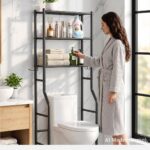 3-Tier Over Toilet Storage Cabinet, No Drilling, 64" H, Black