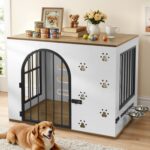 32 Inch Dog Crate Furniture for Small Medium Dogs, White