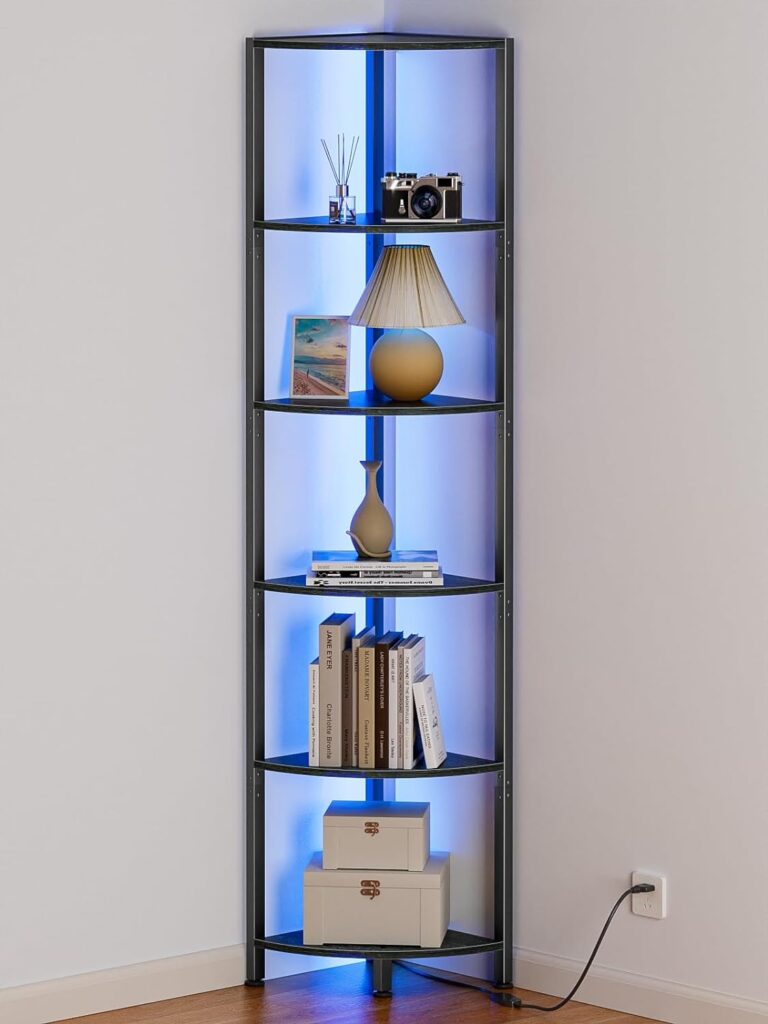 6-Tier Corner Shelf with LED Lights (67.5" Tall)