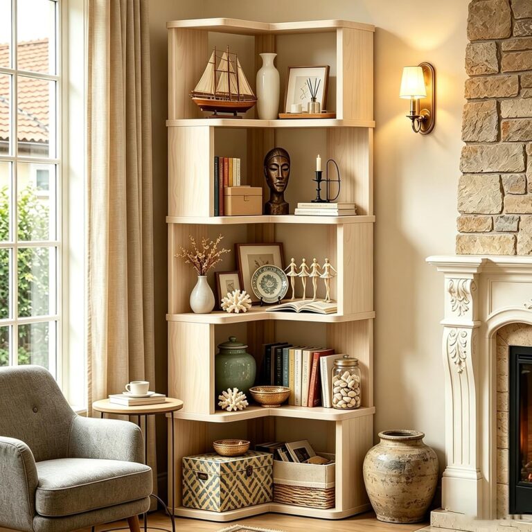 6-Tier L-Shaped Corner Bookshelf with Bookends