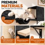 Cat Wall Shelves, Black, 6 in 1 Wall Mounted Cat