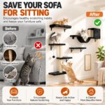 Cat Wall Shelves, Black, 6 in 1 Wall Mounted Cat