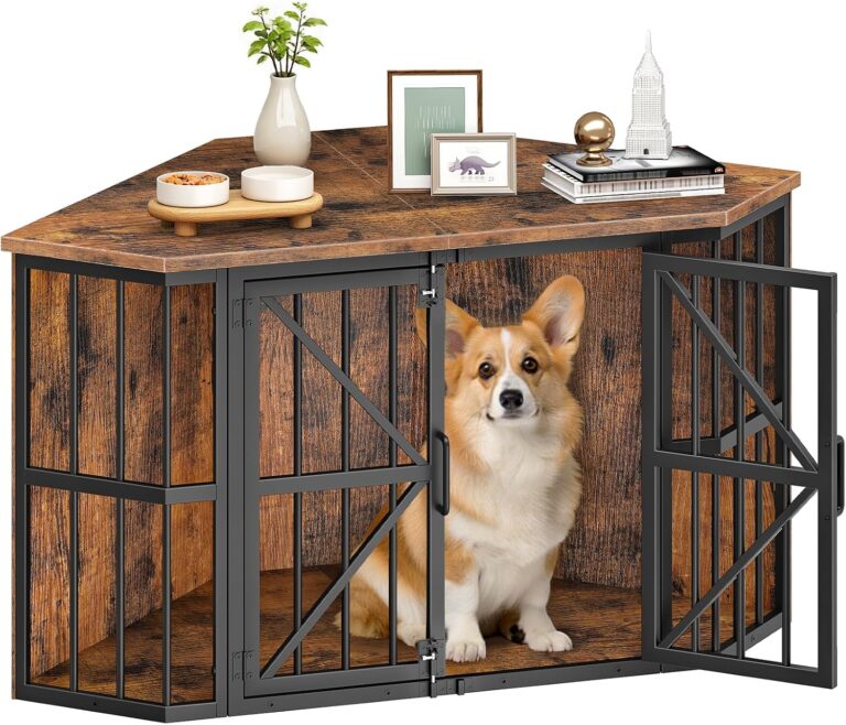 Corner Dog Crate Furniture, 44" (Rustic Brown)