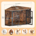 CHOEZON 44" Corner Dog Crate Furniture for Medium Dogs, Rustic