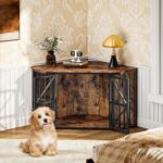 CHOEZON 44" Corner Dog Crate Furniture for Medium Dogs, Rustic