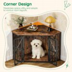 CHOEZON 44" Corner Dog Crate Furniture for Medium Dogs, Rustic