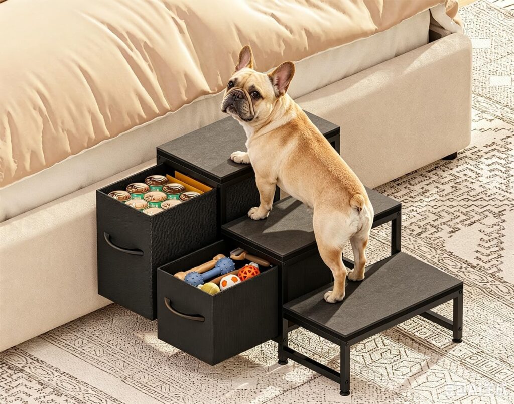 Dog Stairs for Bed,3-Step Metal Dog Steps for Small &Medium