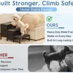 Dog Stairs for Bed,3-Step Metal Dog Steps for Small &Medium