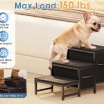 Dog Stairs for Bed,3-Step Metal Dog Steps for Small &Medium