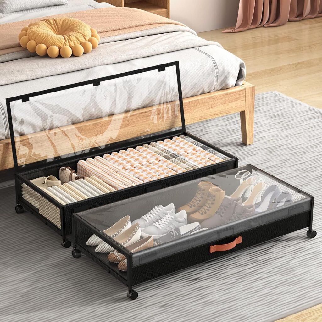 Eastherry Under Bed Storage with Wheels, 2 Pack 36" Extra