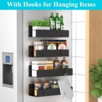 HuggieGems Metal Magnetic Spice Rack for Refrigerator Black, 4 Pack