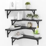 L-Shaped Corner Floating Shelves, Set of 4 (Black)