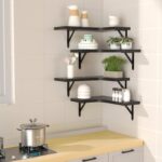 L-Shaped Corner Floating Shelves, Set of 4 (Black) – photo 2