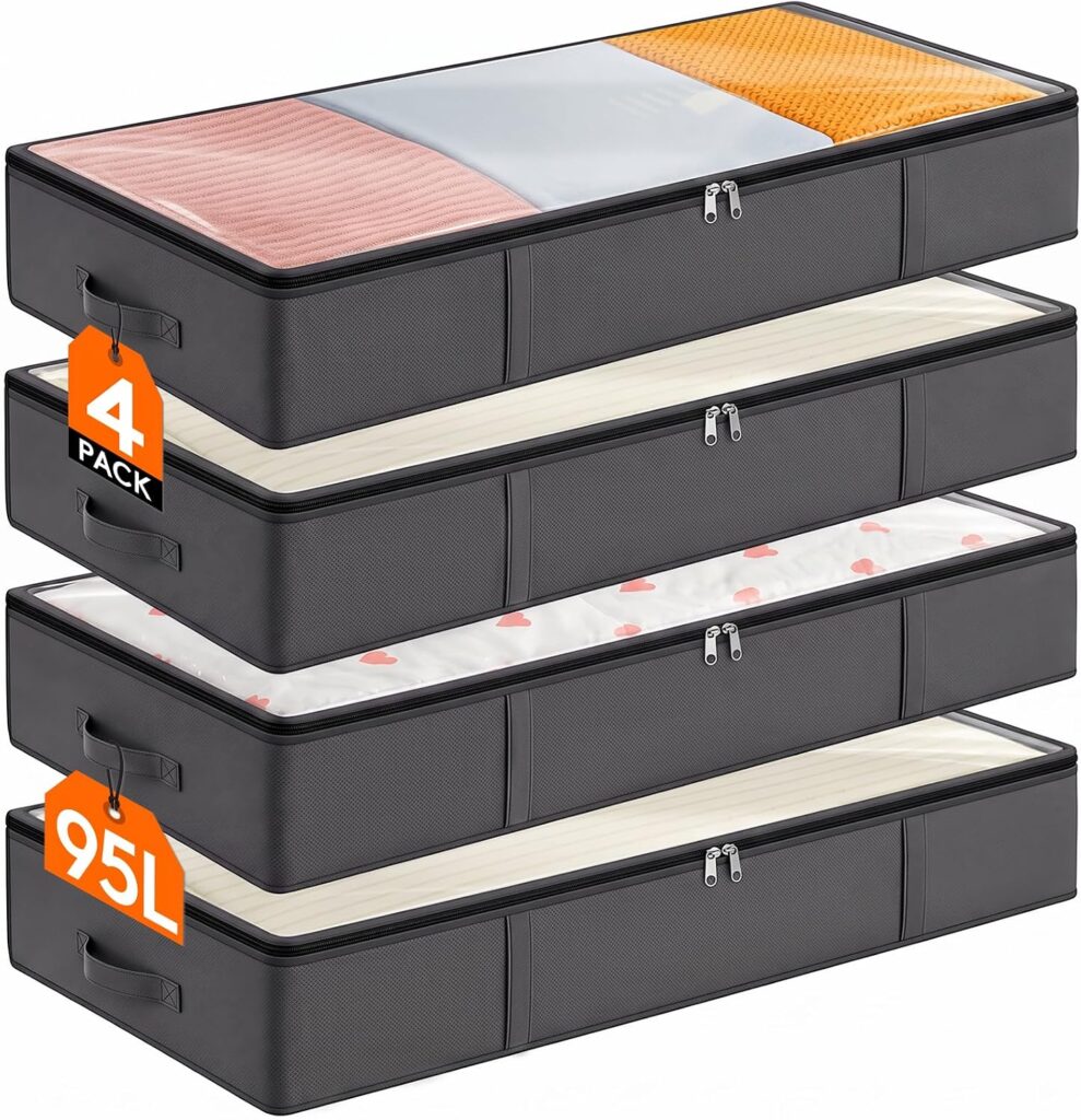 Lifewit 95L 4 Pack Under Bed Storage Container, Blanket Organizer,
