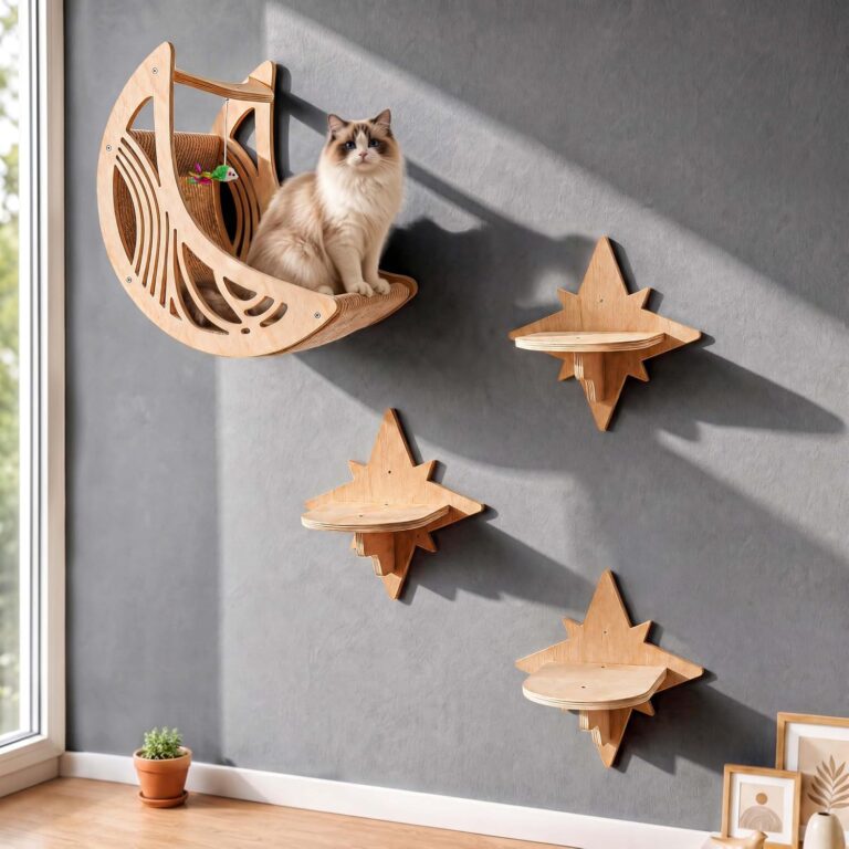 Moon & Star Cat Wall Shelves with Hammock