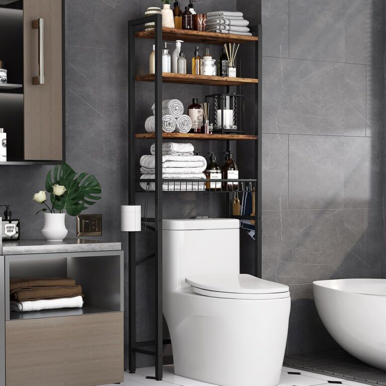 4-Tier Over-the-Toilet Storage Shelf with Basket