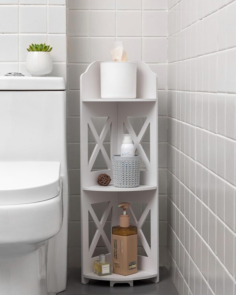 Slim 3-Tier Bathroom Corner Shelf (7.3" Wide)