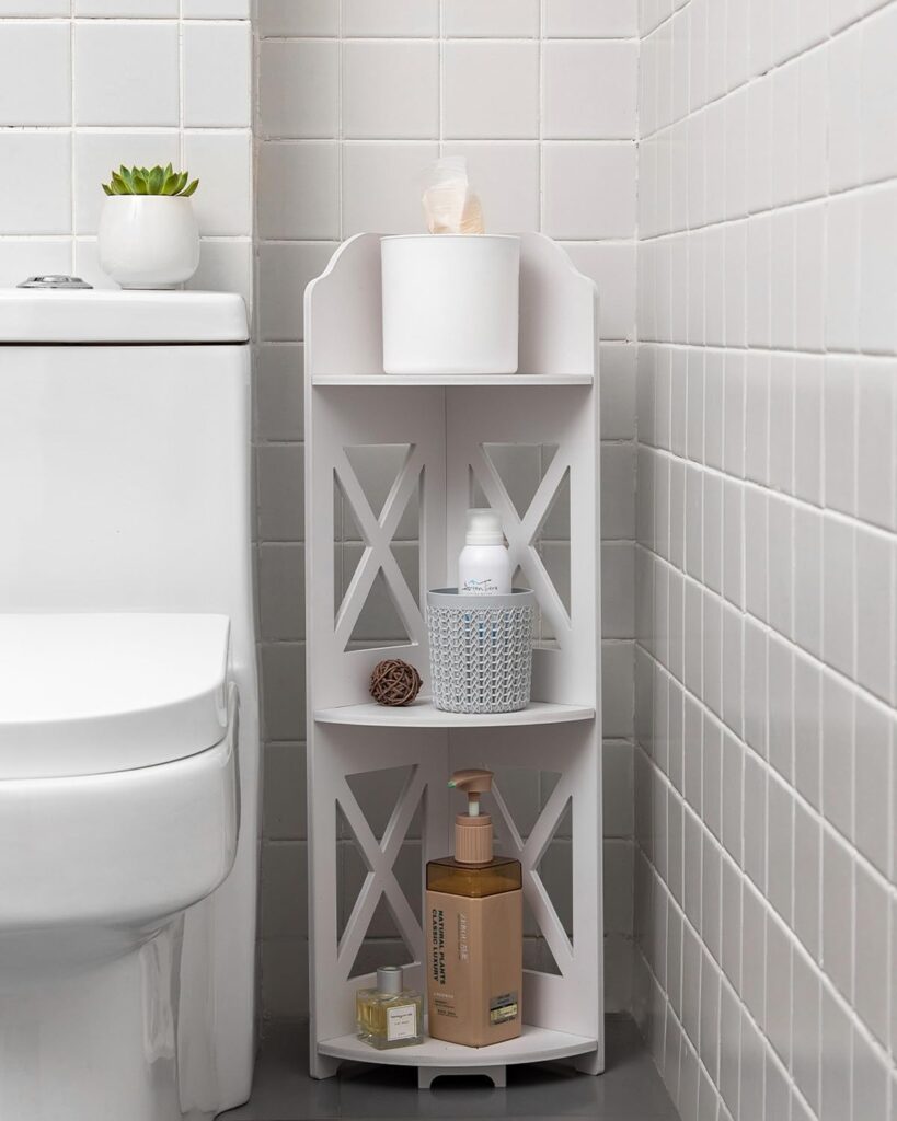 Slim 3-Tier Bathroom Corner Shelf (7.3" Wide)