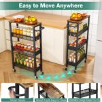Slim Metal Rolling Laundry Cart with Wood Top (7.1" Wide) – photo 5