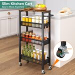 Slim Metal Rolling Laundry Cart with Wood Top (7.1" Wide) – photo 7