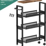 Slim Metal Rolling Laundry Cart with Wood Top (7.1" Wide) – photo 8