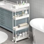 Slim Storage Cart 4 Tier,Bathroom Organizer Rolling Utility, Mobile Shelving