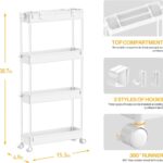 Slim Storage Cart 4 Tier,Bathroom Organizer Rolling Utility, Mobile Shelving