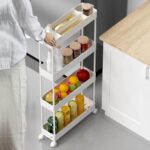 Slim Storage Cart 4 Tier,Bathroom Organizer Rolling Utility, Mobile Shelving