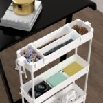Slim Storage Cart 4 Tier,Bathroom Organizer Rolling Utility, Mobile Shelving