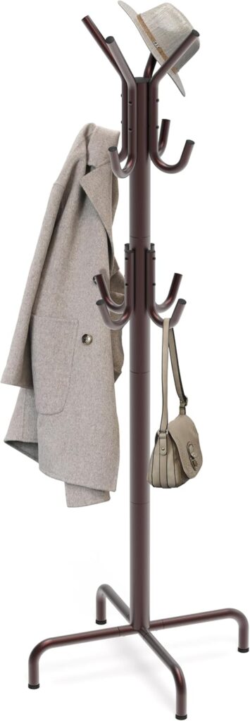Standing Coat Rack with 12 Hooks (Bronze)