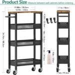 Vivihomety 4-Tier Slim Utility Rolling Laundry Cart with Wheels, Metal