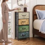 WLIVE Small Dresser Nightstand for Bedroom, 4 Drawers, Floral