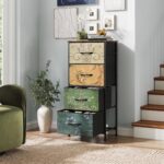 WLIVE Small Dresser Nightstand for Bedroom, 4 Drawers, Floral