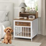 YATINEY Dog Crate Furniture, Wooden Dog Kennel with Storage, Indoor