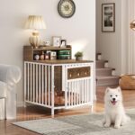 YATINEY Dog Crate Furniture, Wooden Dog Kennel with Storage, Indoor