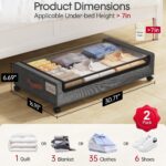 Yecaye Under Bed Storage with Wheels, 2Pack Under Bed Storage